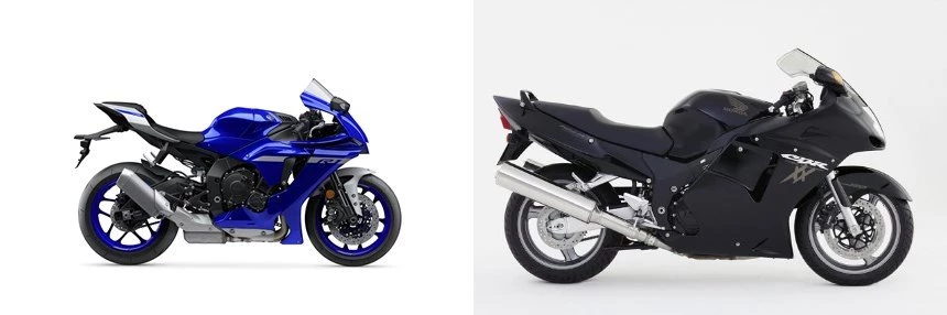 Yamaha R1 2021 vs Honda CBR 1100 XX Super Blackbird 2007