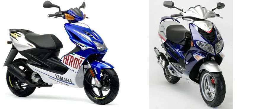 Motorrad Vergleich Yamaha Aerox Race Replica 2009 vs. Peugeot Speedfight 2  Ultimate R 2009