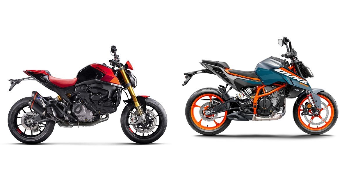 Motorrad Vergleich Ducati Monster SP 2023 vs. KTM 390 Duke 2024
