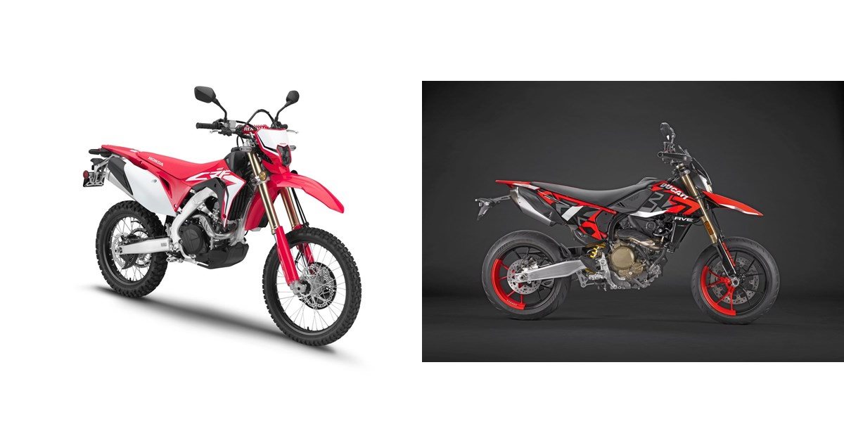Motorrad Vergleich Honda CRF 450 L 2019 vs. Ducati Hypermotard 698 Mono RVE  2024