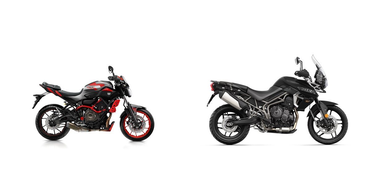 Motorrad Vergleich Yamaha MT-07 Moto Cage 2015 vs. Triumph Tiger 