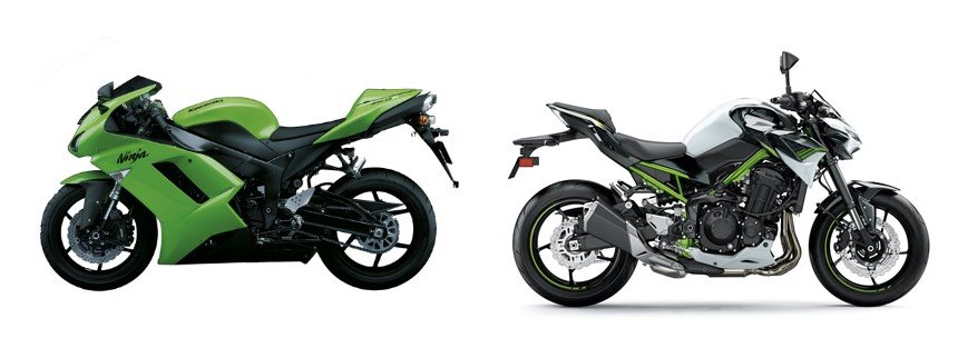 Kawasaki Ninja ZX-6R 2008 vs Kawasaki Z900 70kW 2020