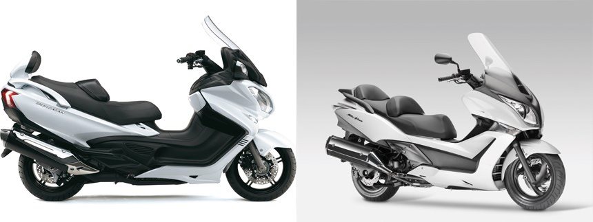 Motorrad Vergleich Suzuki Burgman 650 Executive 2014 vs. Honda SW 