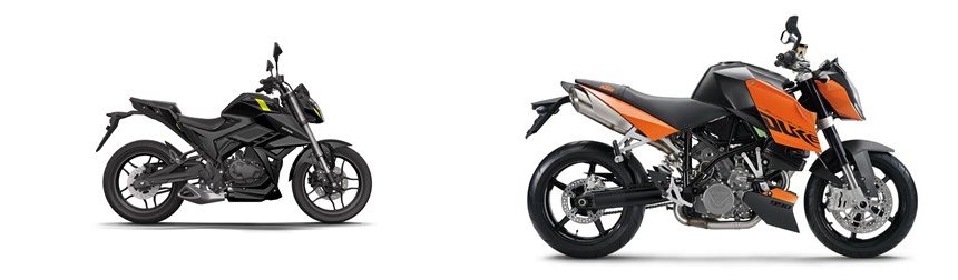 Motorrad Vergleich Motron Nomad 125 2022 vs. KTM 990 Super Duke 2009