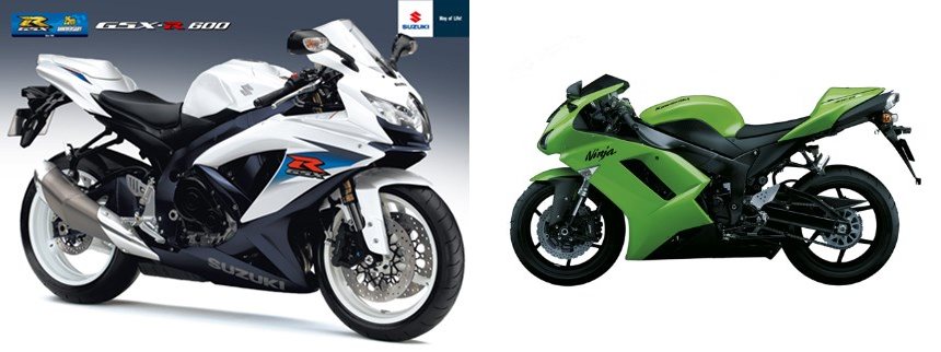 Suzuki GSX-R 600 2010 vs Kawasaki Ninja ZX-6R 2007