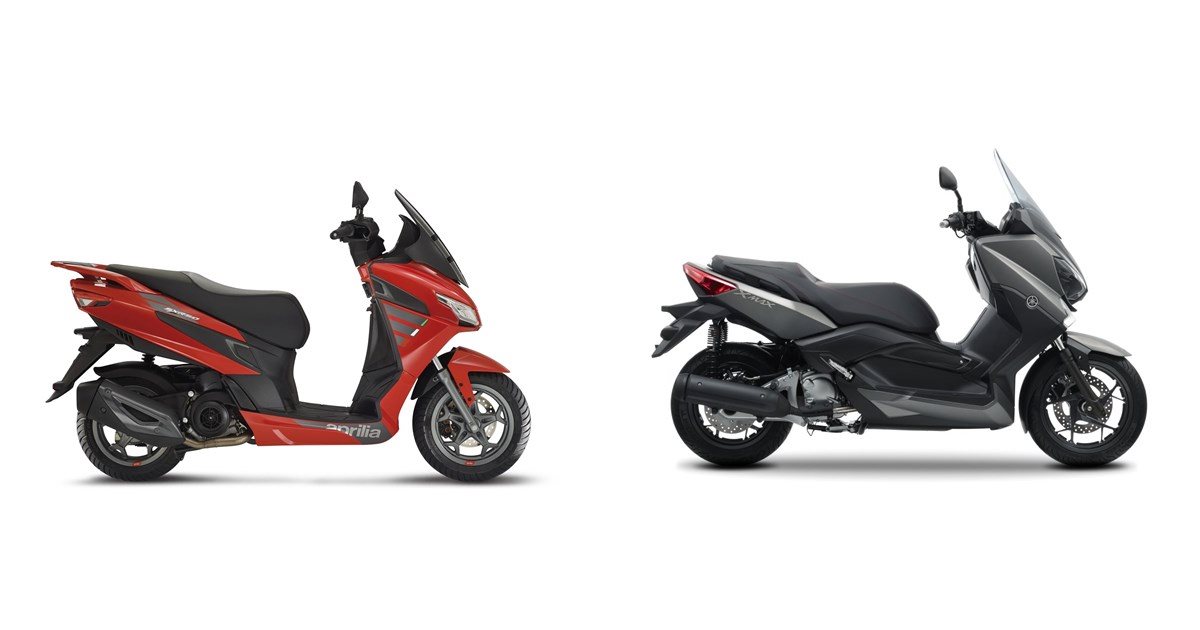 Motorrad Vergleich Aprilia SXR 50 2021 vs. Yamaha X-Max 250 2014