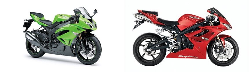 Motorrad Vergleich Kawasaki Ninja ZX-6R 2009 vs. Triumph Daytona 675 2011