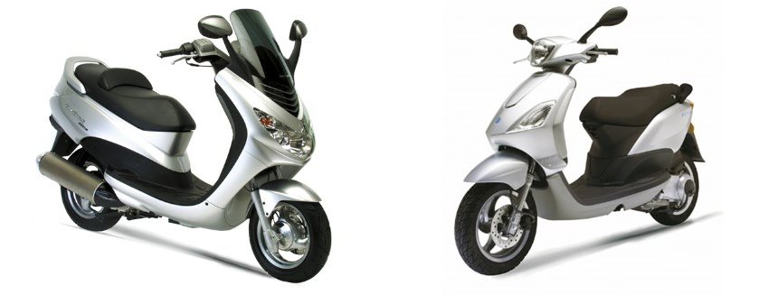 Motorrad Vergleich Peugeot Elystar 125 ABS/PBS 2005 vs. Piaggio Fly 125 ...