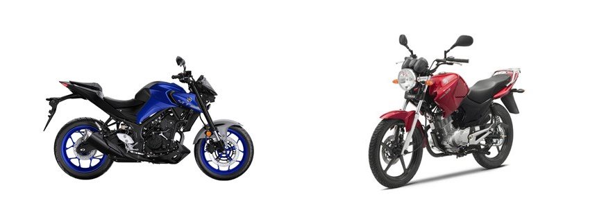 Motorrad Vergleich Yamaha MT-03 2021 vs. Yamaha YBR 125 2012