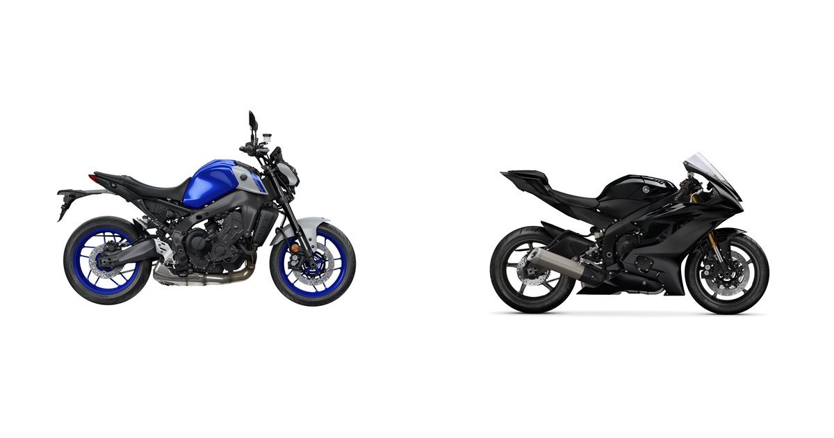 Motorrad Vergleich Yamaha MT-09 2021 vs. Yamaha R6 RACE 2024