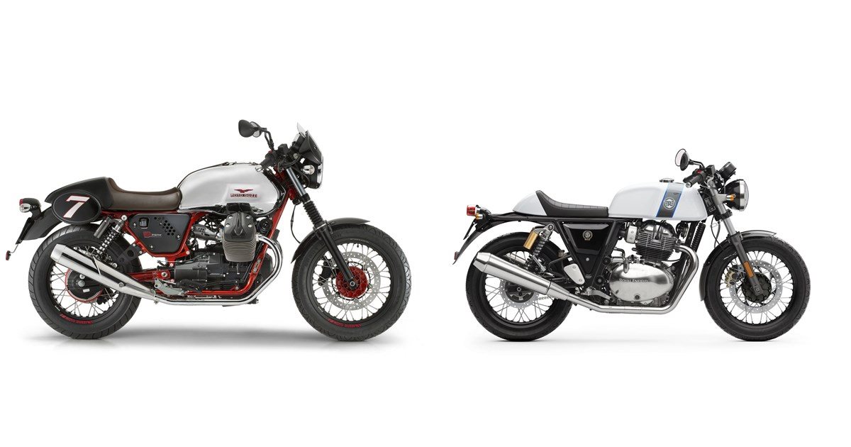 Motorrad Vergleich Moto Guzzi V7 II Racer 2015 vs. Royal Enfield