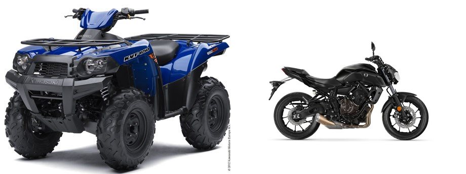 Motorrad Vergleich Kawasaki Brute Force 650 4x4i 15 Vs Yamaha Mt 07