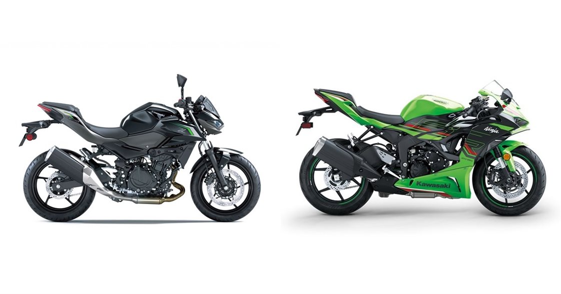 ★5-cと6-aのセット Kawasaki Z 500 2024 vs Kawasaki Ninja ZX-6R 2024