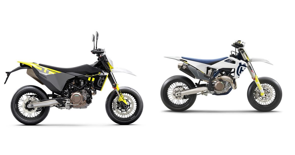 Motorrad Vergleich Husqvarna 701 Supermoto 2024 vs. Husqvarna FS 450 2020