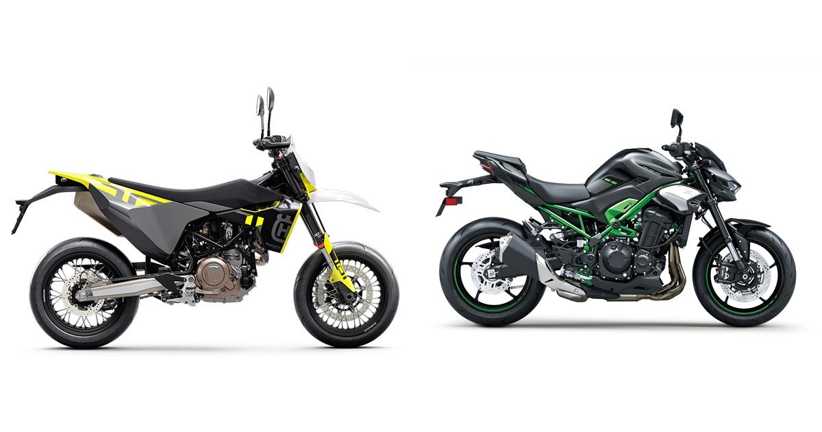 Motorrad Vergleich Husqvarna 701 Supermoto 2024 vs. Kawasaki Z900 2025