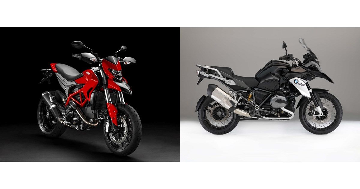 Motorrad Vergleich Ducati Hypermotard 821 2013 vs. BMW R 1200 GS 2016
