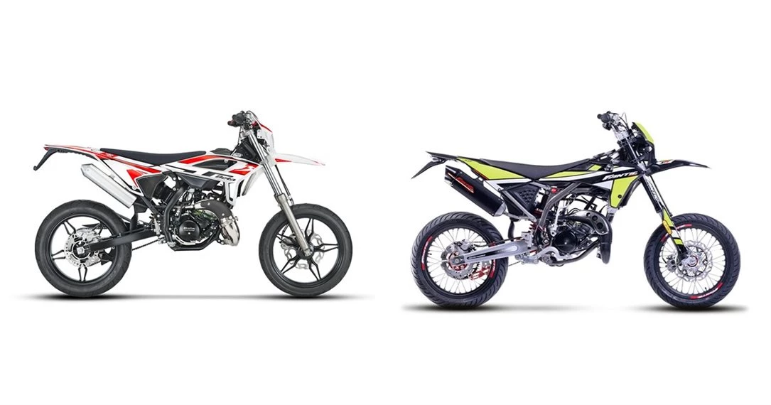 Motorrad Vergleich Beta RR Motard 2T 50 2025 vs. Fantic XM 50 ...