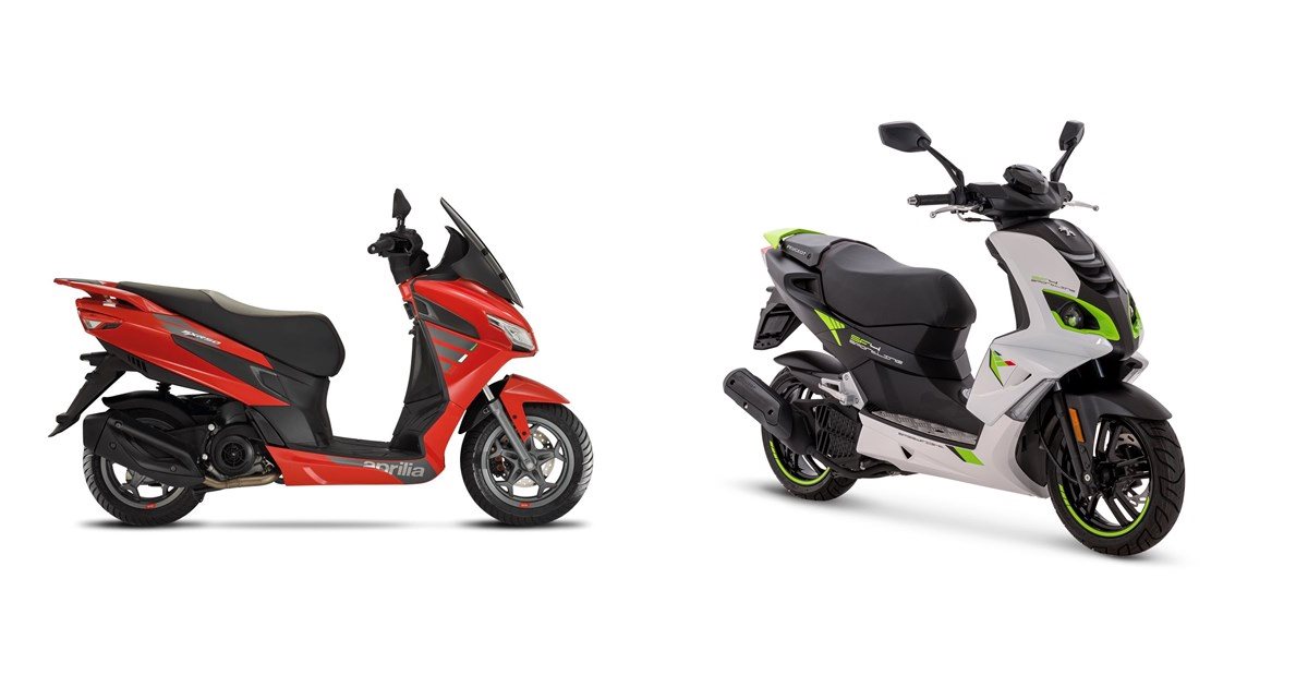 Motorrad Vergleich Aprilia SXR 50 2025 vs. Peugeot Speedfight 4 50 4T 2020