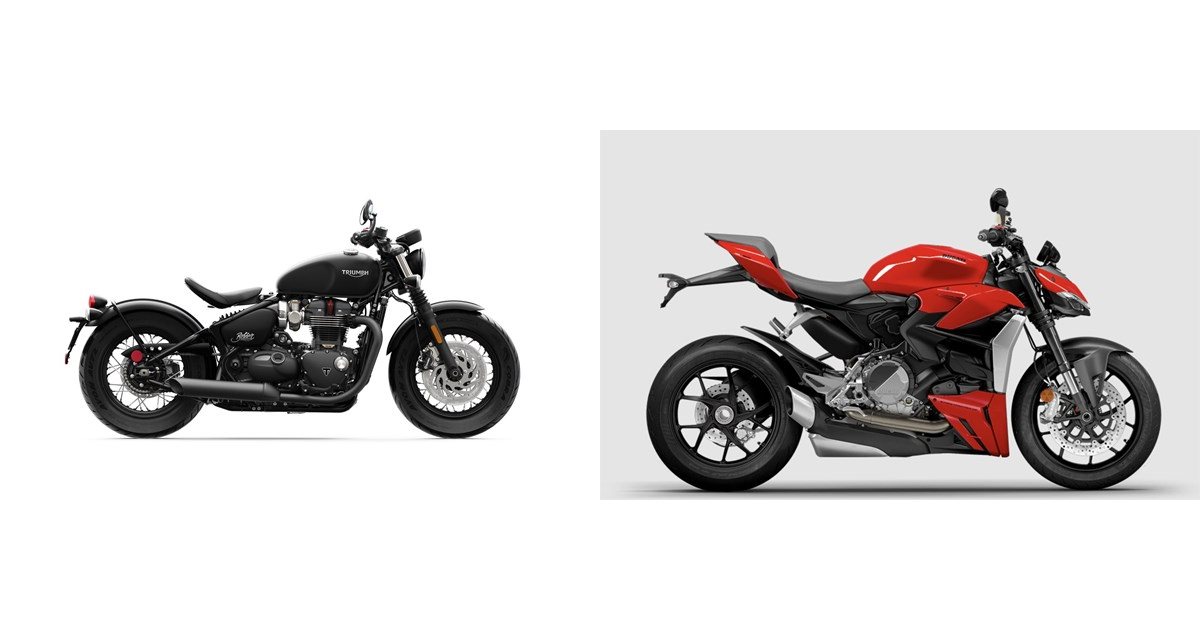 Motorrad Vergleich Triumph Bonneville Bobber Black 2020 vs. Ducati ...