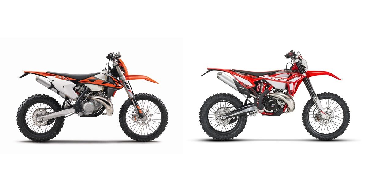 A side-by-side comparison of the KTM 300 EXC TPI 2018 and the Beta RR 300 2T 2021