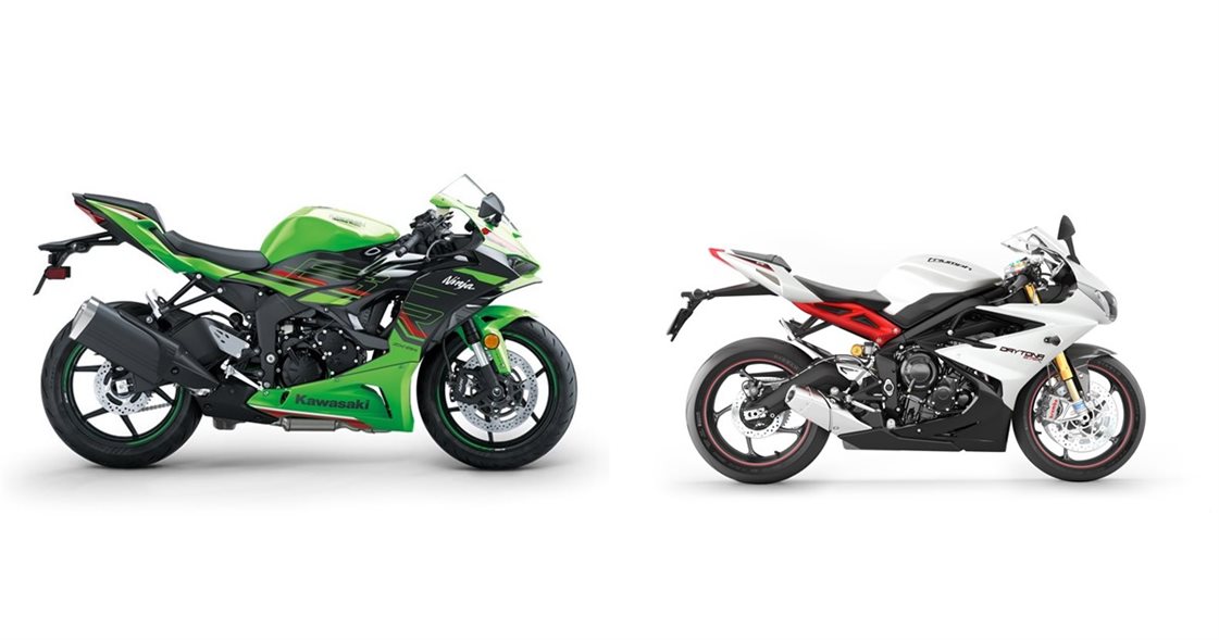 Motorrad Vergleich Kawasaki Ninja ZX-6R 2024 vs. Triumph Daytona
