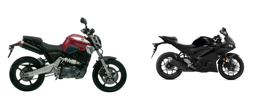 Motorrad Vergleich Yamaha MT-03 2008 vs. Yamaha R3 2020