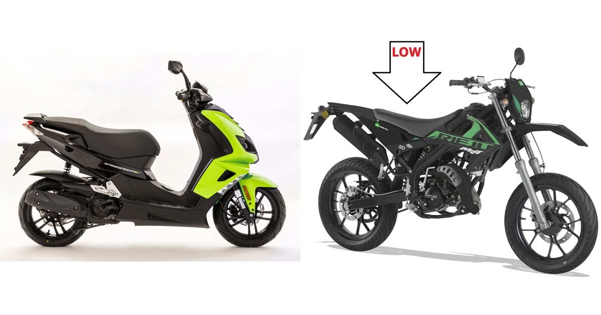 Motorrad Vergleich Peugeot Speedfight 4 50 2T LC 2017 vs. Rieju MRT 50 2023