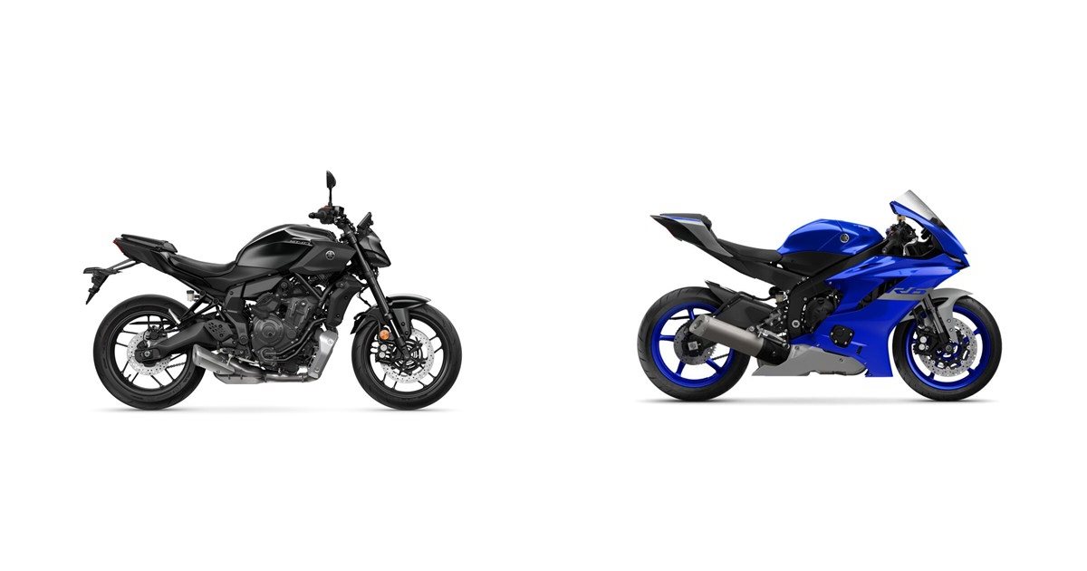 Motorrad Vergleich Yamaha MT-07 Y-AMT 2025 vs. Yamaha R6 RACE 2021