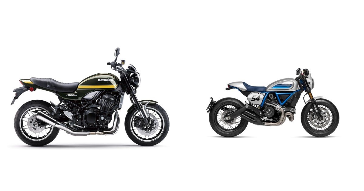 Motorrad Vergleich Kawasaki Z900 RS 2021 Vs. Ducati Scrambler Cafe ...