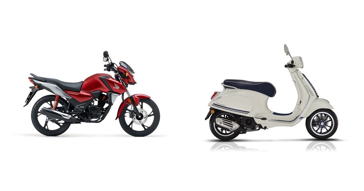 Motorrad Vergleich Honda Cb125f 2021 Vs Vespa Primavera 125 Yacht Club