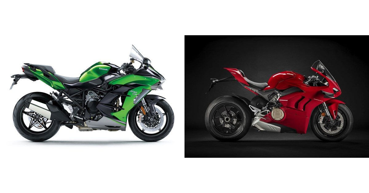 Motorrad Vergleich Kawasaki Ninja H2 SX SE+ 2020 Vs. Ducati Panigale V4 ...