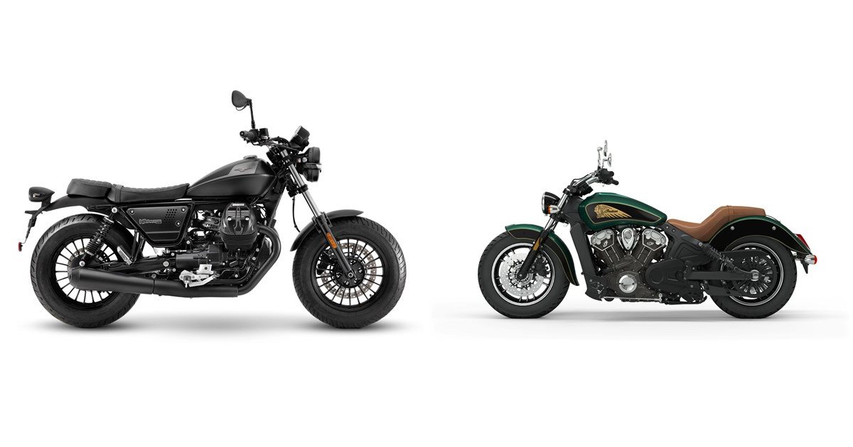Motorrad Vergleich Moto Guzzi V9 Bobber 2022 vs. Indian Scout 2020