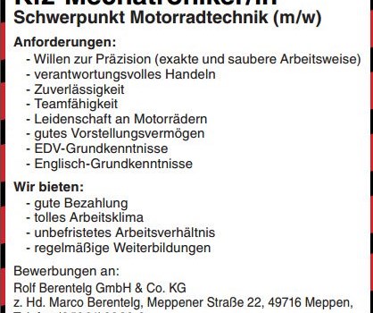 Zweiradmechaniker/in gesucht - Bild 2