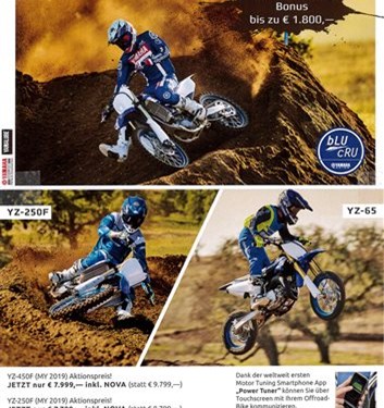 AKTIONSPREISE  YAMAHA YZ450F YZ250F UND YZ65