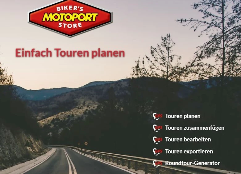 MOTORRADTOURENPLANER POWERED BY MOTOPORT Bild 1: MOTORRADTOURENPLANER POWERED BY MOTOPORT