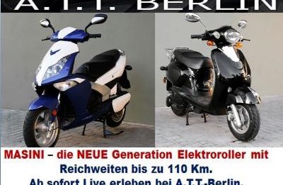 Mit dem neuen Masini Elektroroller und einer Reichweite von bis zu 110Km fährst Du einfach an jeder Tankstelle vorbei!
