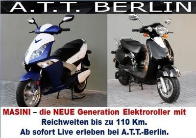 Mit dem neuen Masini Elektroroller und einer Reichweite von bis zu 110Km fährst Du einfach an jeder Tankstelle vorbei!