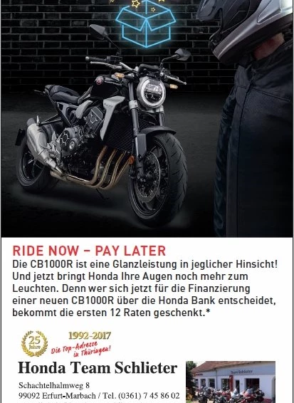 Aktionswochen beim Honda Team Schlieter im Juni 2019 Bild 2: Aktionswochen beim Honda Team Schlieter im Juni 2019
