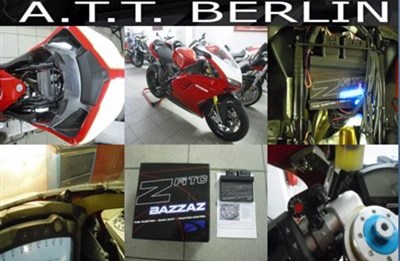 Die Ducati 1098S mit BAZZAZ Z-F1 Traktionskontrolle und EVR Anti-Hopping-Kupplung gibt auch dem Nichtprofi genug Sicherheit! 