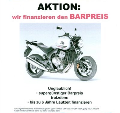 Aktion : Wir finanzieren den Barpreis !
