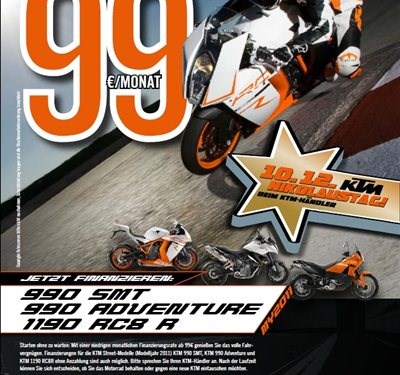 KTM 1190 RC8R, 990 SMT, 990 Adventure für 99,- EURO monatlich finanzieren