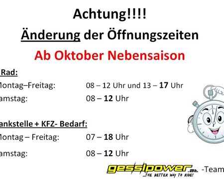 Öffnungszeiten Nebensaison ab Oktober 2019 Öffnungszeiten Nebensaison ab Oktober 2019