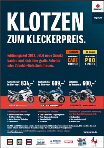 SUZUKI EDITIONSPAKETE 2012 Bild 1: SUZUKI EDITIONSPAKETE 2012