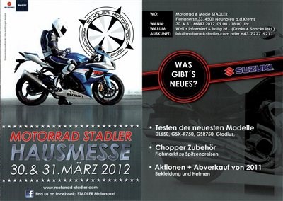 MOTORRAD STADLER HAUSMESSE 30-31 MÄRZ MOTORRAD STADLER HAUSMESSE 30-31 MÄRZ