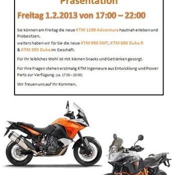 KTM 1190 Adventure Präsentation bei KTM Braumandl - Bild 1 KTM 1190 Adventure Präsentation bei KTM Braumandl - Bild 1