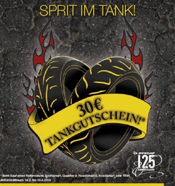 Dunlop Reifenpaarung bei hmf kaufen und 30 Euro kassieren.