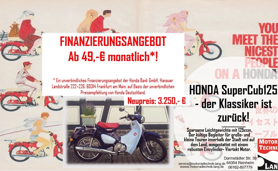 SUPERCUB AB 49,-€ im Monat!  Bild 1: SUPERCUB AB 49,-€ im Monat!