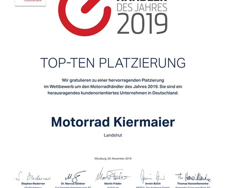 "Motorradhändler des Jahres 2019"