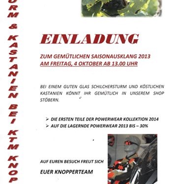 Bei KTM Knopper Sturm & Kastanien- Saisonausklang! Bei KTM Knopper Sturm & Kastanien- Saisonausklang!