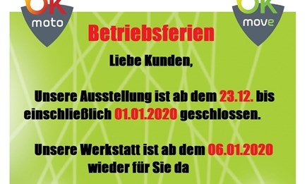 Betriebsferien 2019 / 2020